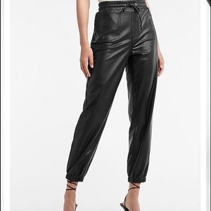 Faux leather joggers